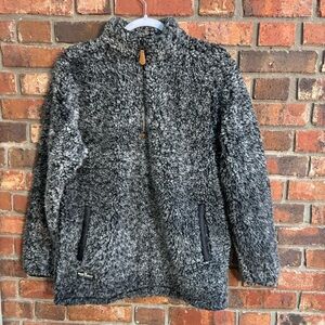 Simply Southern womens tried and true 1/4 zip teddy bear pullover gray small